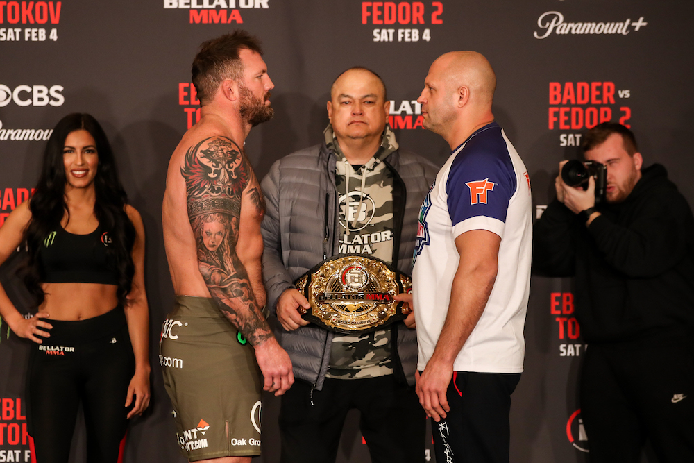 Bellator 290 ceremonial weigh-ins video: Ryan Bader, Fedor Emelianenko face off one last time before CBS headliner