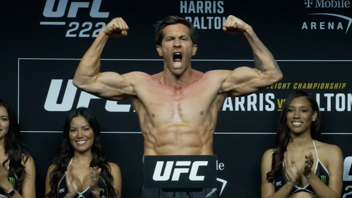 Video: Watch jacked Jake Gyllenhaal film ‘Road House’ scene following UFC 285 weigh-ins