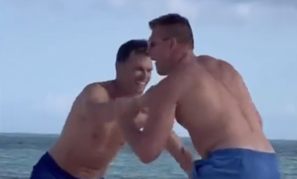 Tom Brady recreated the Top Gun shirtless beach scene with Rob Gronkowski and Julian Edelman