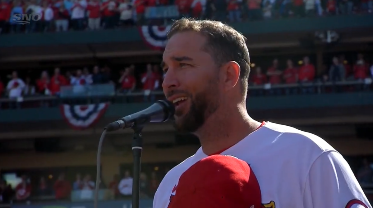 Adam Wainwright surprised everyone by singing the Cardinals’ Opening Day national anthem