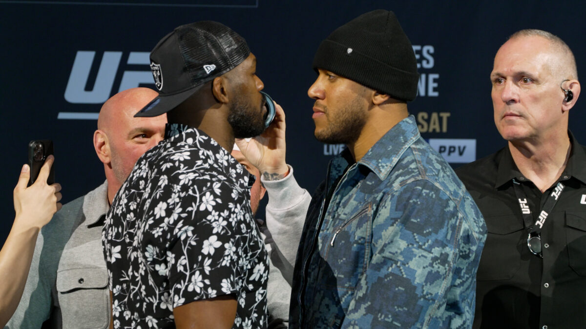 UFC 285 video: Jon Jones sizes up Ciryl Gane in first faceoff at pre-fight press conference