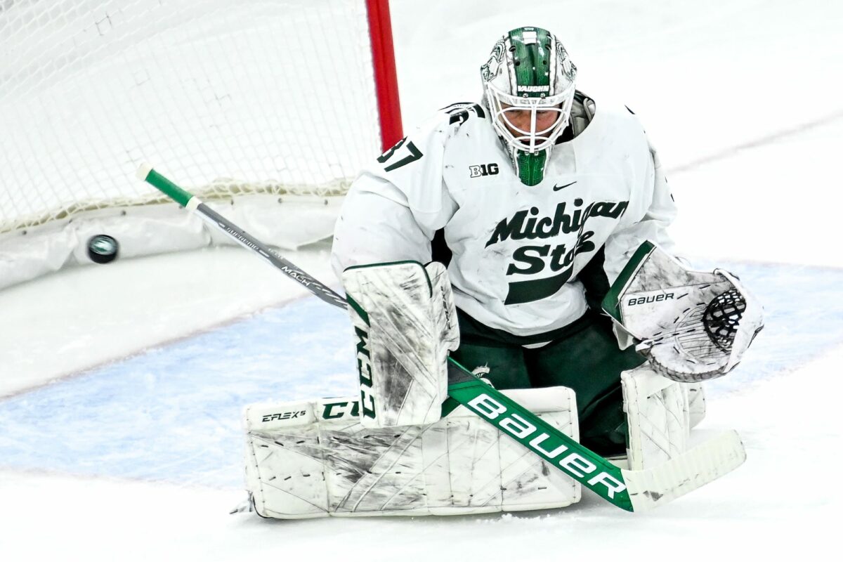 Former Michigan State hockey goalie Dylan St. Cyr signed by Grand Rapids Griffins to amateur try-out deal