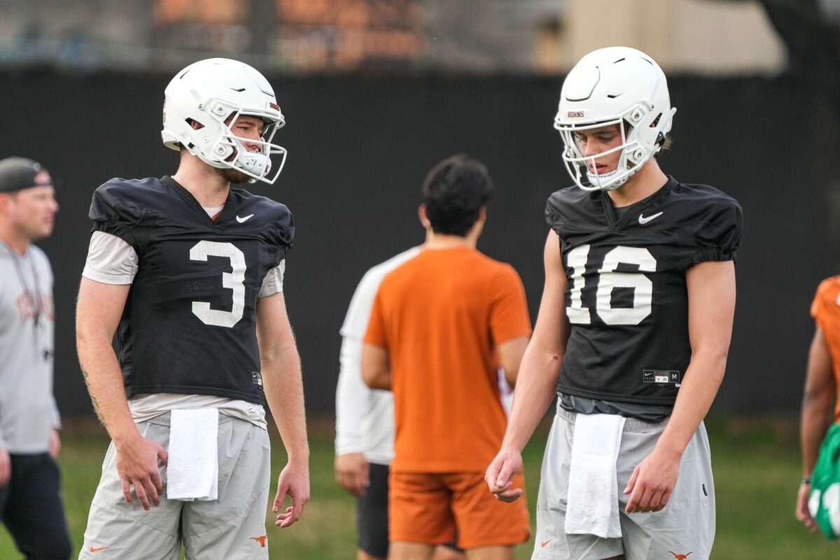 WATCH: Quinn Ewers, Arch Manning throwing on first day of spring practice
