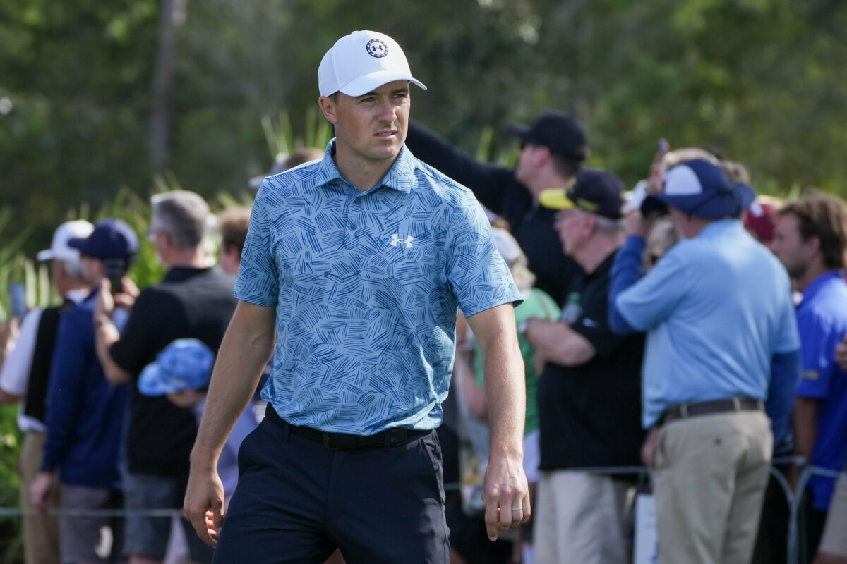 Watch: Jordan Spieth’s tee ball was heading for the water. It bounced off a fan and into the fairway and he made eagle