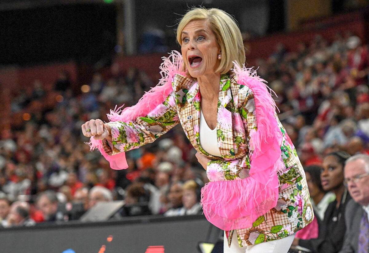 LSU’s Kim Mulkey wore a wild jacket for the Sweet 16, and everyone had thoughts