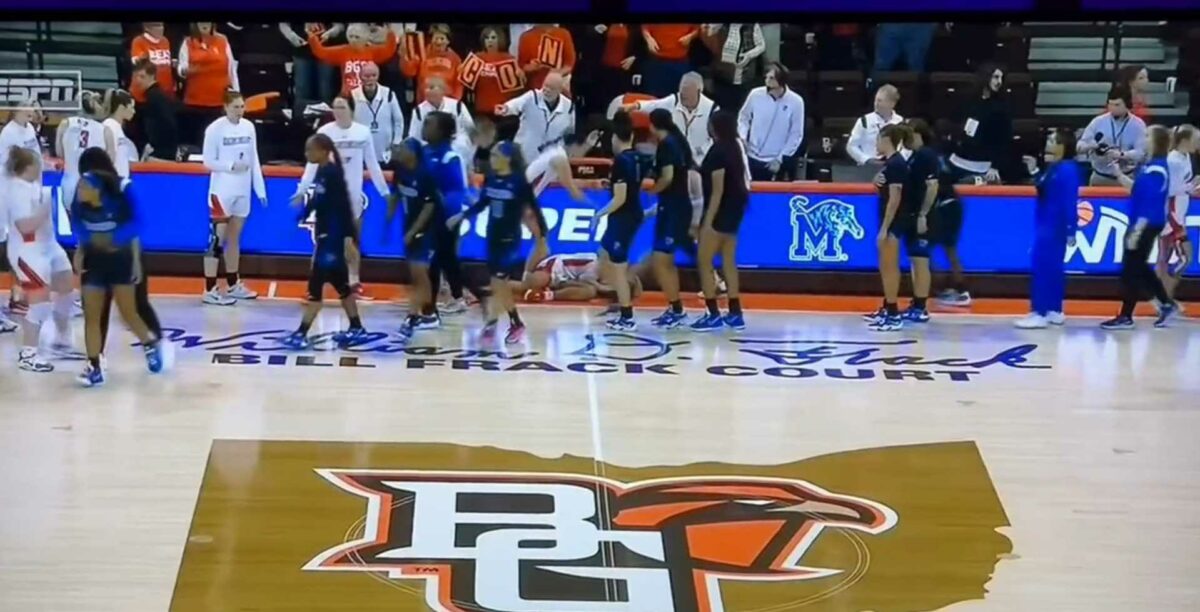A Memphis player shockingly appeared to punch a Bowling Green guard in a WNIT handshake line