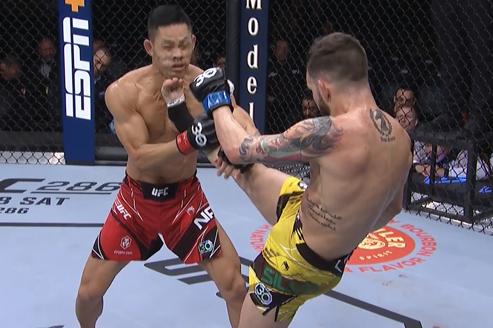 UFC Fight Night 221 video: Bruno Silva punts Tyson Nam in jaw, then chokes out remaining consciousness