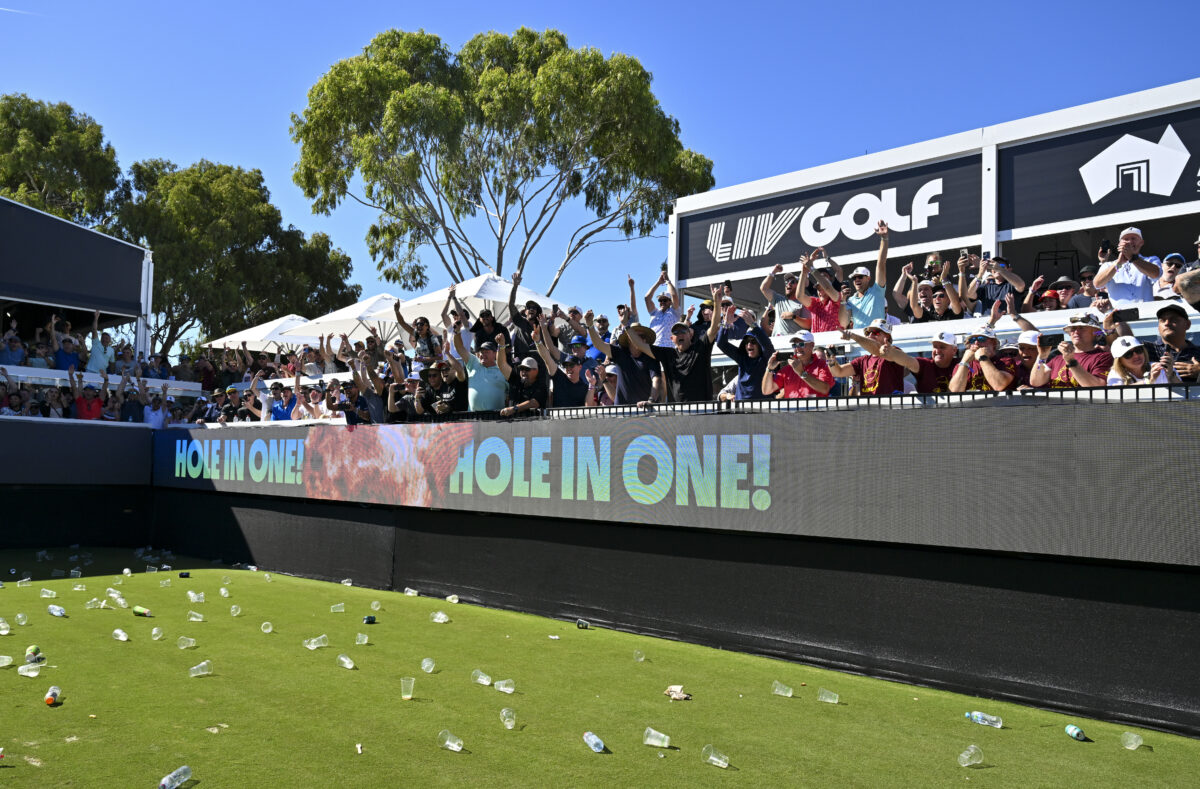 Watch: Aussie fans go wild as Chase Koepka makes ace at LIV Golf Adelaide’s ‘Watering Hole’