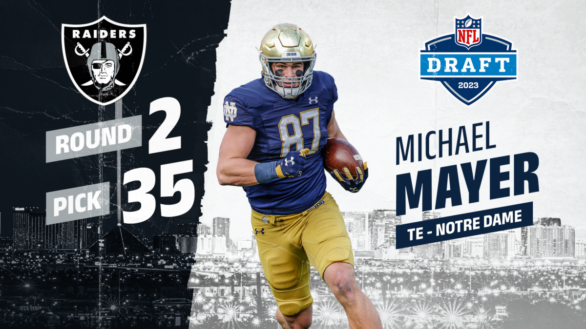 Raiders trade up to No. 35, select Notre Dame TE Michael Mayer