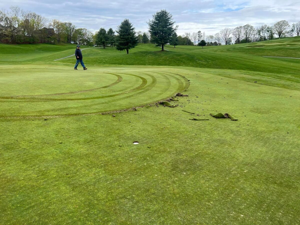 Vandals drive on course at a Virginia golf club, damage two greens and even steal a flagstick