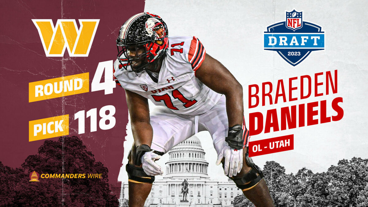 Commanders select Utah G/T Braeden Daniels in the 4th round of the 2023 NFL draft