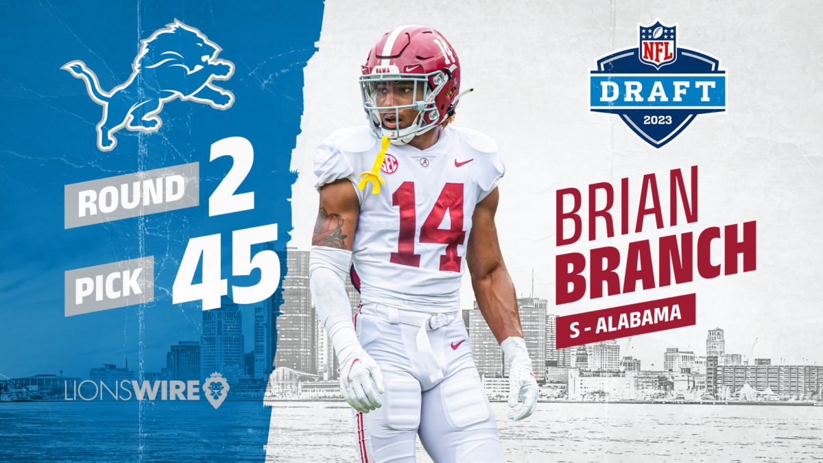 Brian Branch selected No. 45 overall in the 2023 NFL draft by the Detroit Lions