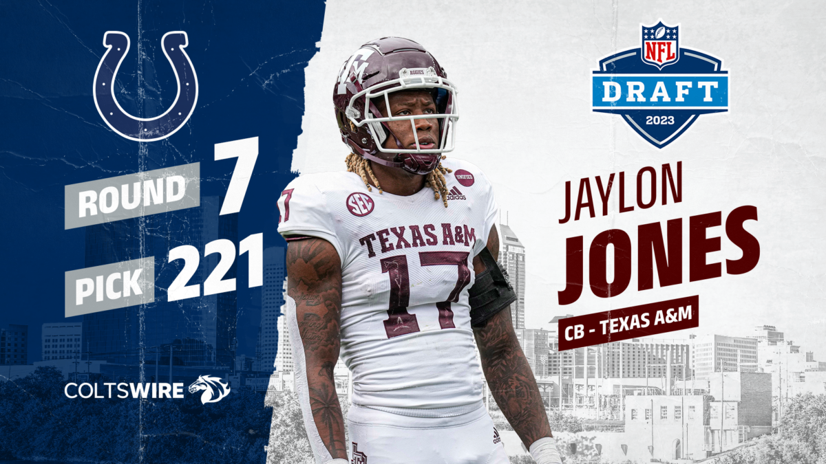 Texas A&M cornerback Jaylon Jones selected No. 221 overall in the 2023 NFL draft by Indianapolis Colts