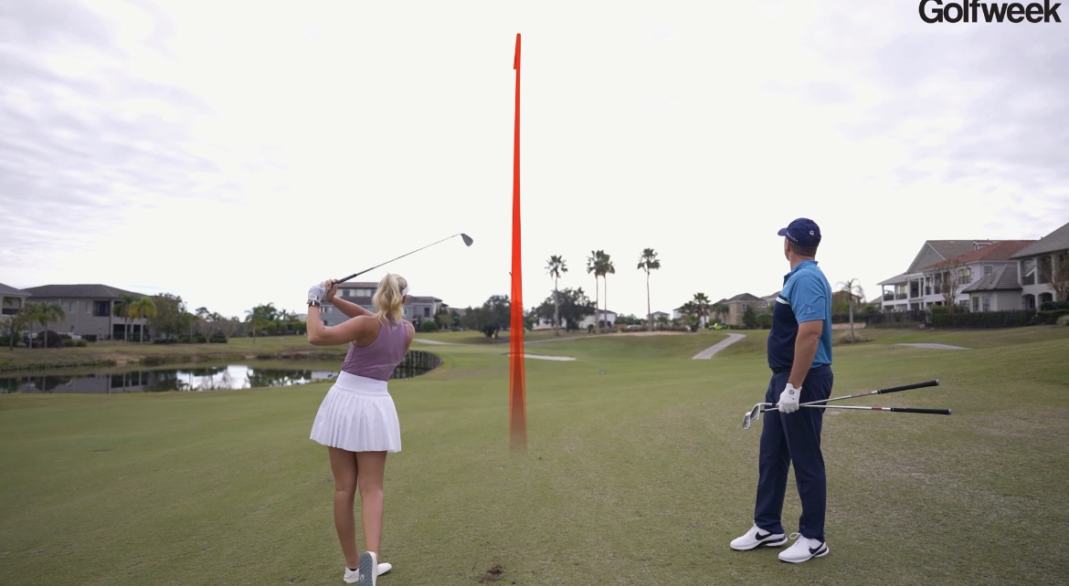 Golf instruction with Steve and Averee: Clubbing up and swinging easier will help with those uneven lies