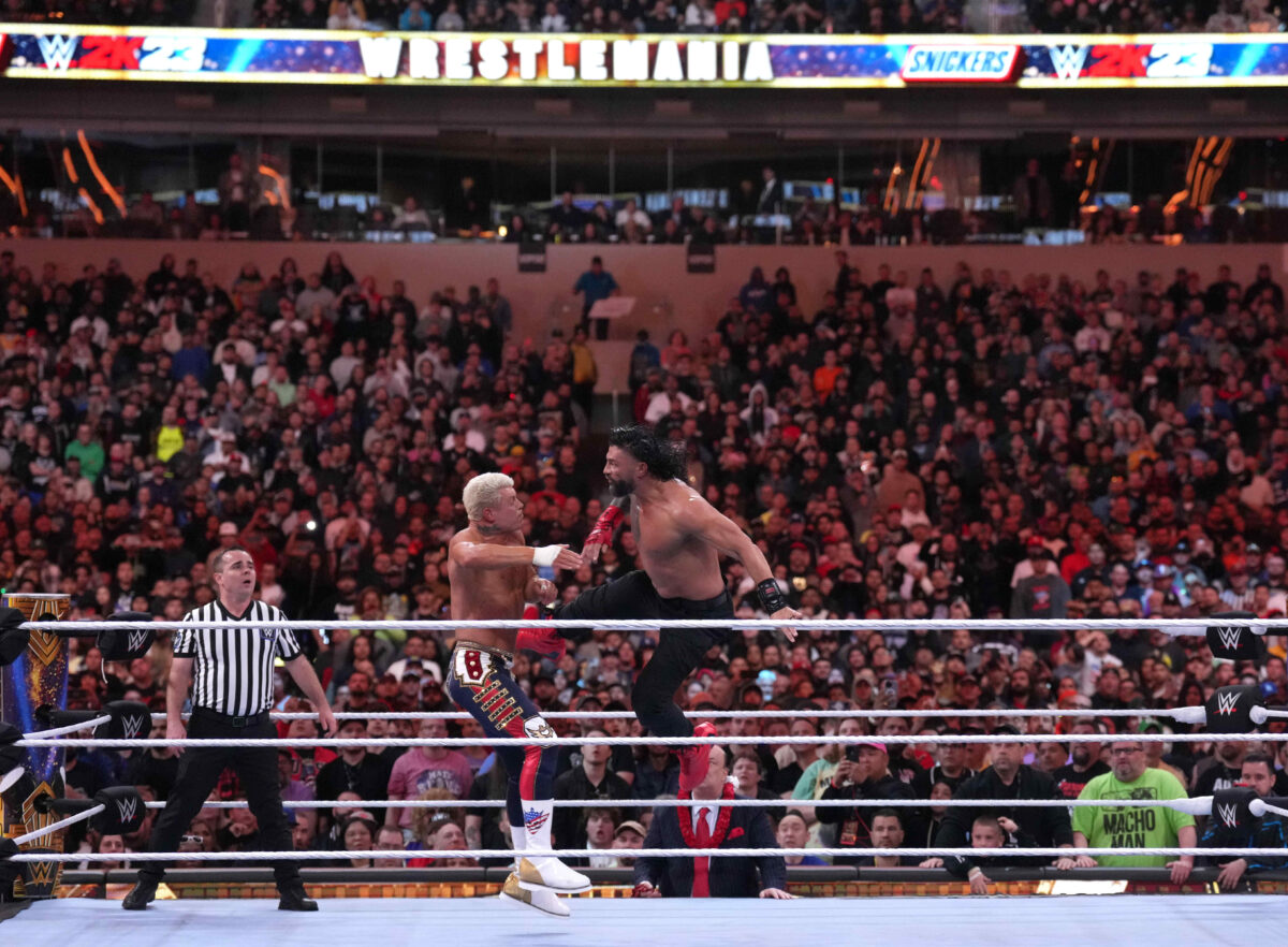 Roman Reigns def. Cody Rhodes at WrestleMania 39: Best photos