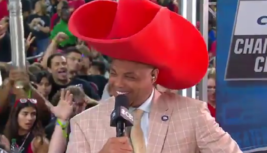 Charles Barkley wore a big, goofy cowboy hat during UConn-SDSU pregame coverage