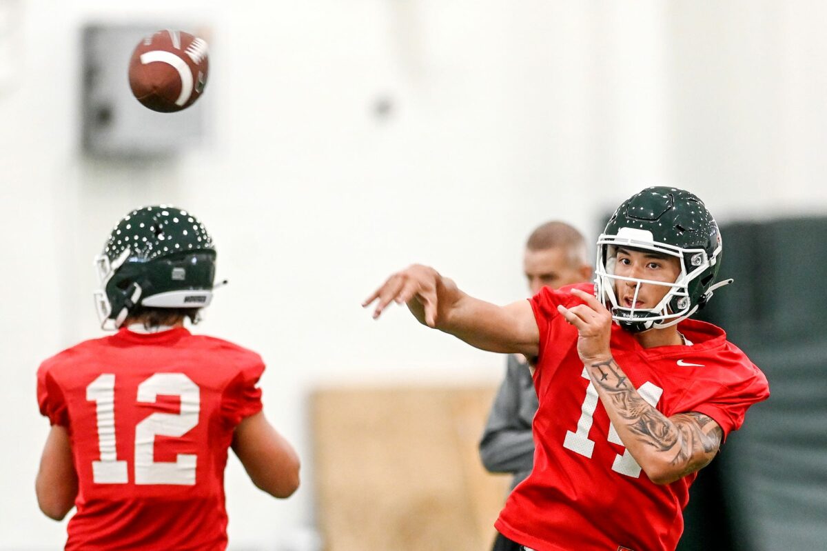Michigan State football QB Noah Kim comments on position battle with Payton Thorne and Katin Houser