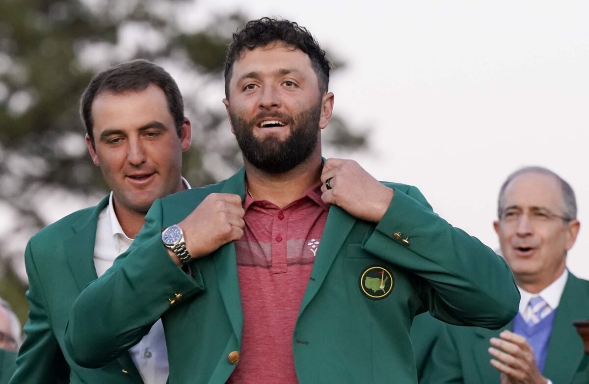 See the moment Jon Rahm put on the green jacket after winning the 2023 Masters