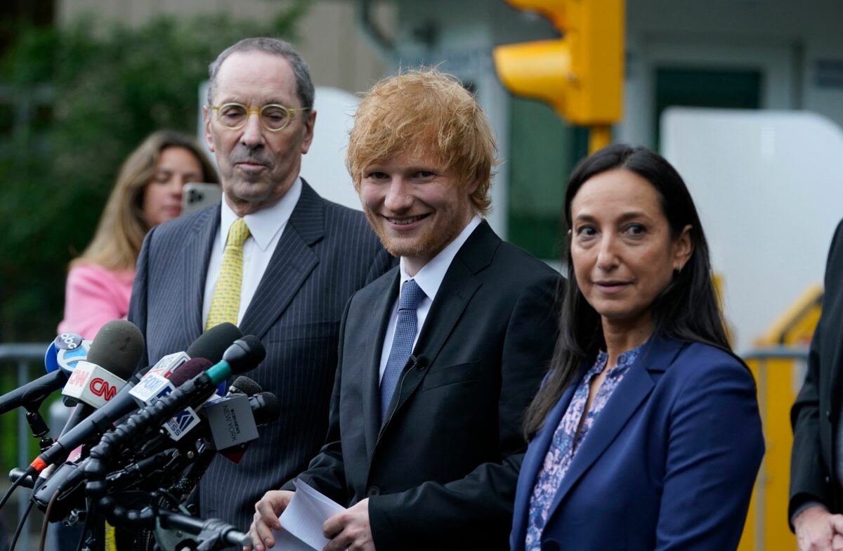 Ed Sheeran speaks to the press following not guilty verdict in copyright case