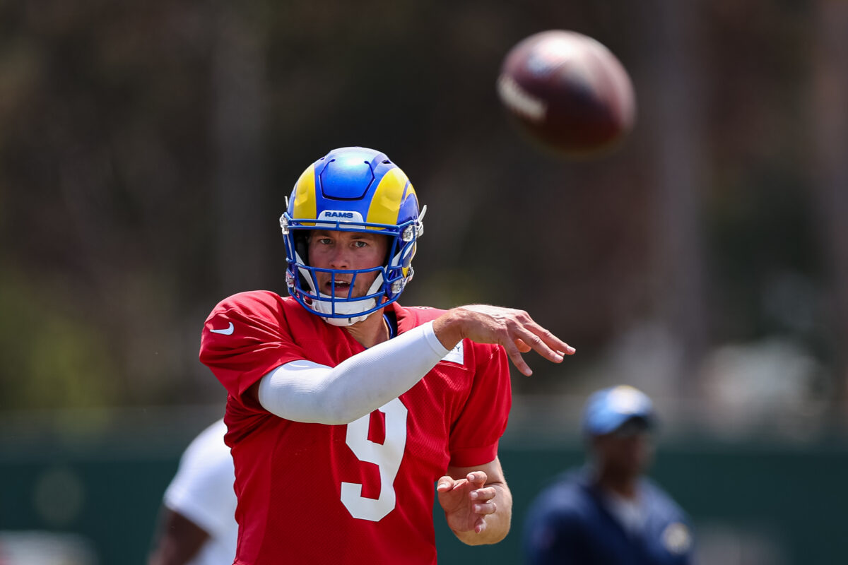 Watch: Matt Stafford working out, throwing no-look passes with Rams