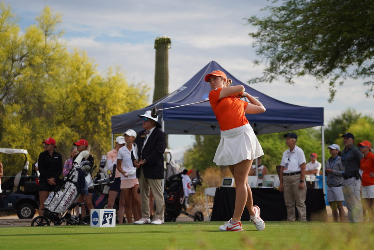 Maddison Hinson-Tolchard sets school record, Oklahoma State on top early at 2023 NCAA Women’s Golf Championship