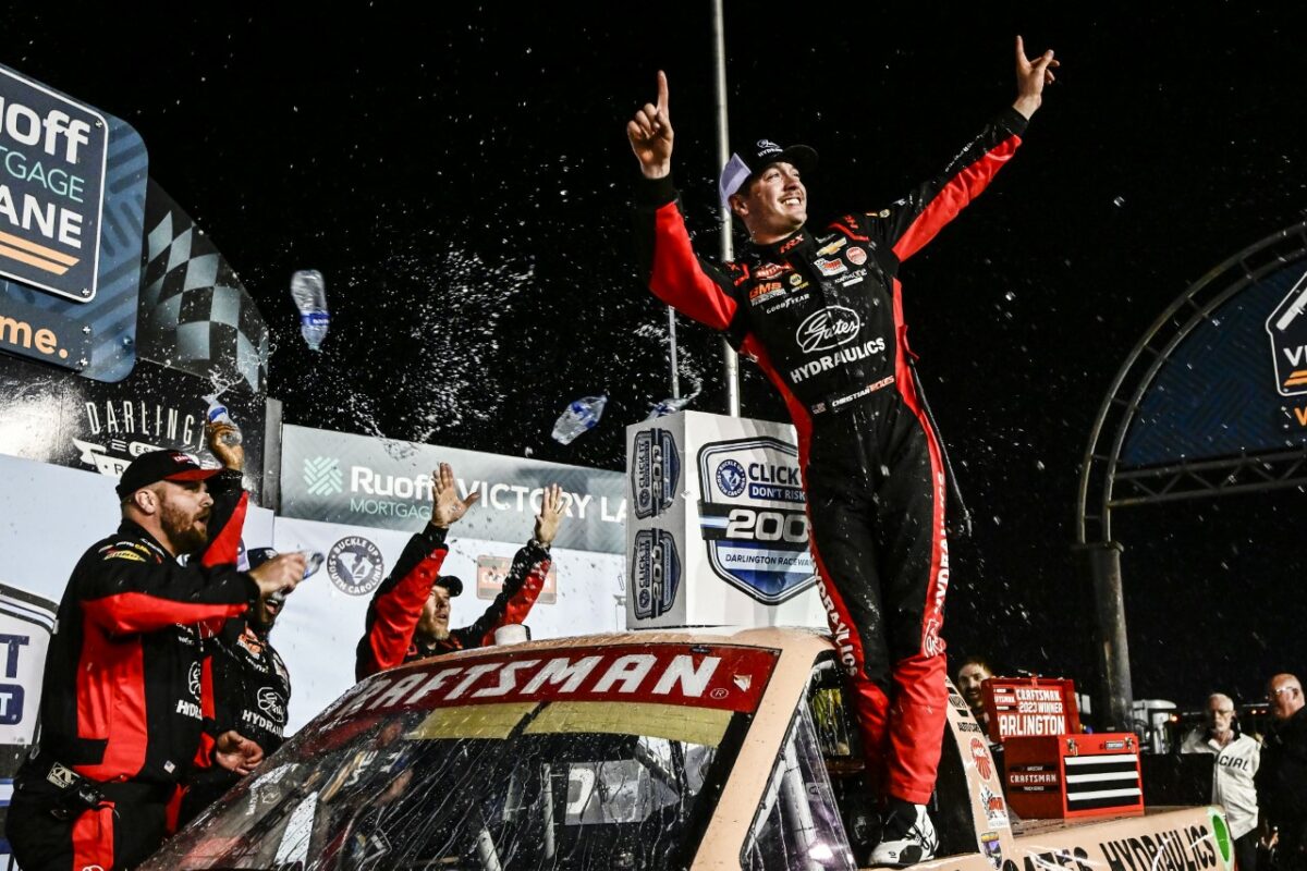 Eckes runs to chaotic overtime Truck Series win at Darlington
