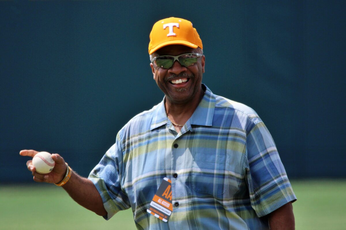 PHOTOS: Condredge Holloway throws first pitch at Tennessee baseball game