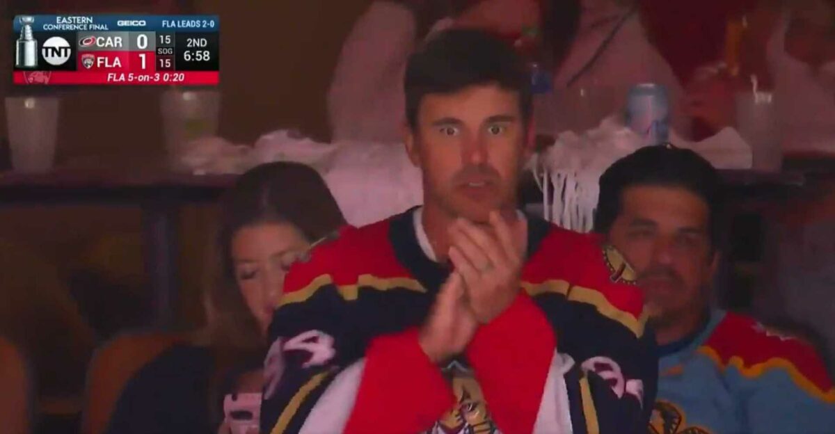 Brooks Koepka’s wide-eyed look while cheering on the Panthers led to so many jokes