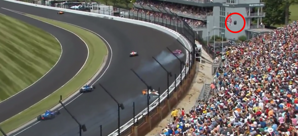Felix Rosenqvist’s flying tire smashed into a parked car after narrowly missing Indy 500 crowd