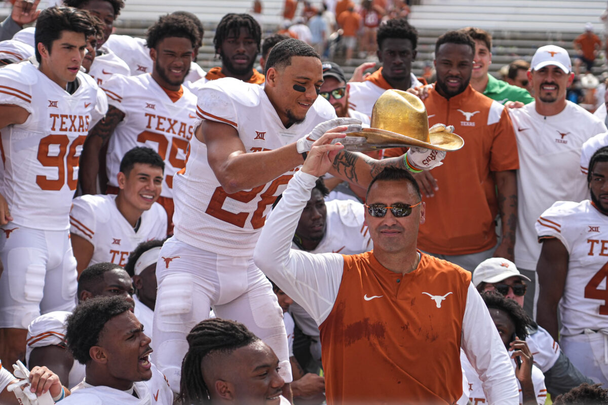Texas head coach Steve Sarkisian relives Red River with Texas Alumni