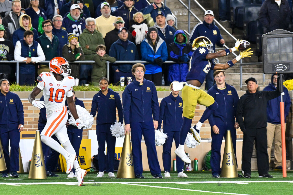 Watch: Benjamin Morrison’s pick-six versus Clemson from every camera angle imaginable