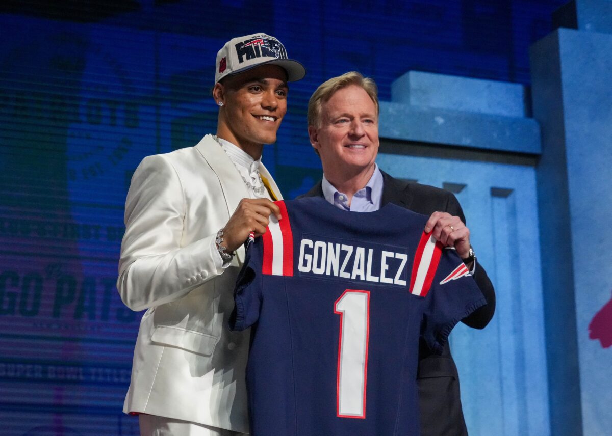 First look at top draft pick Christian Gonzalez in Patriots gear