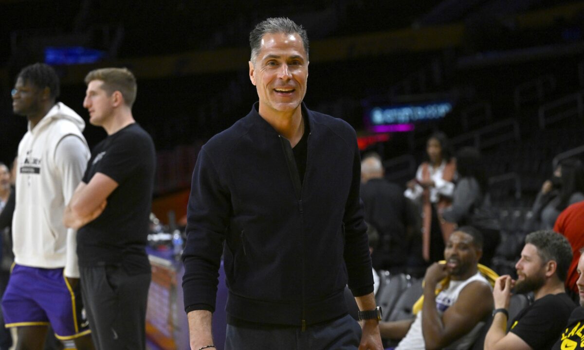 Rob Lowe and Lakers GM Rob Pelinka were at Game 1 vs. the Warriors