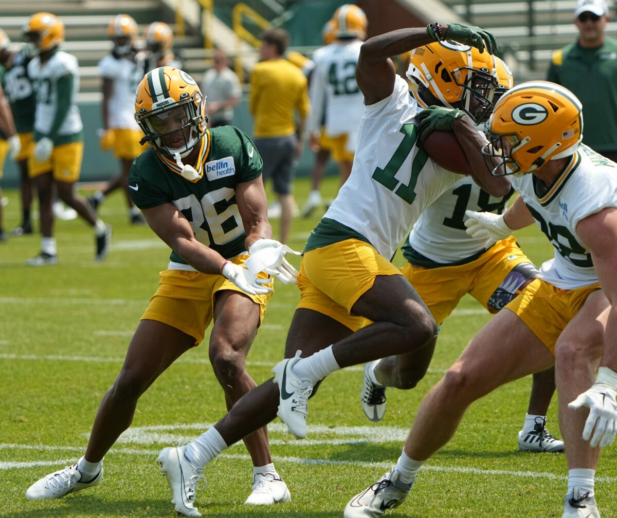 Bulk of early practice reps for Packers WR Jayden Reed coming from slot