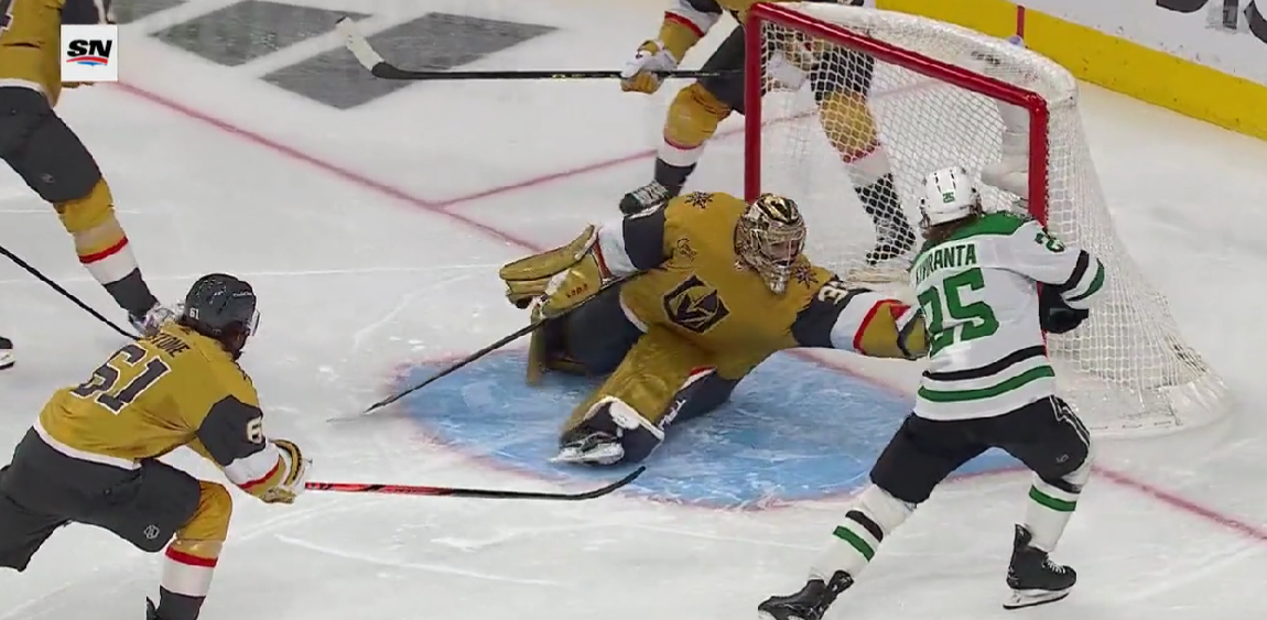 Golden Knights goalie Adin Hill made an incredible one-handed save against the Stars in Game 5