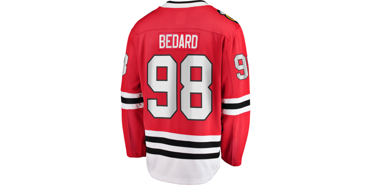 Connor Bedard Chicago Blackhawks jersey, 2023 NHL Draft No. 1 pick gear