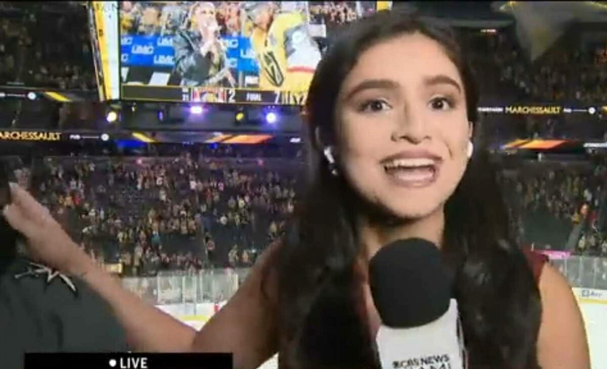 Reporter successfully pushes away Golden Knights fans interrupting her live TV hit: Get ‘out of my face’