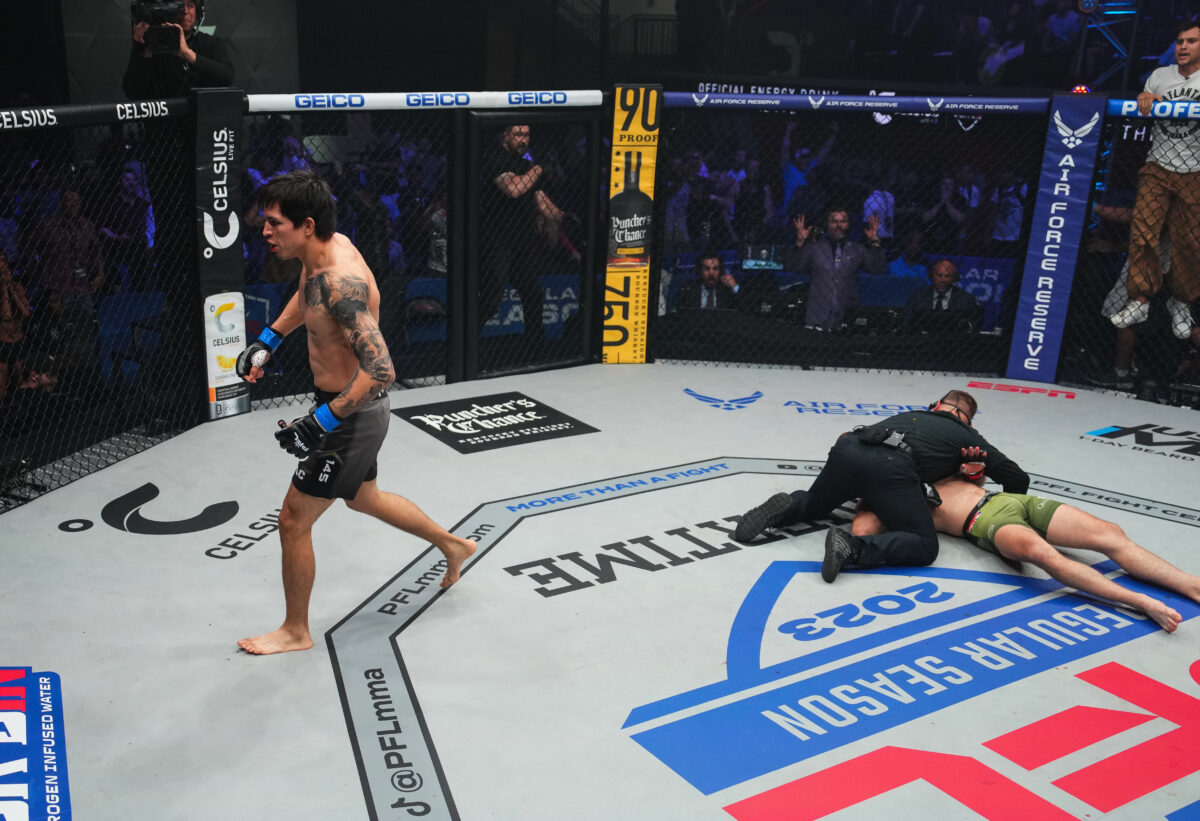 2023 PFL 4 video: Jesus Pinedo lands knee to knock out Brendan Loughane for huge first-round upset