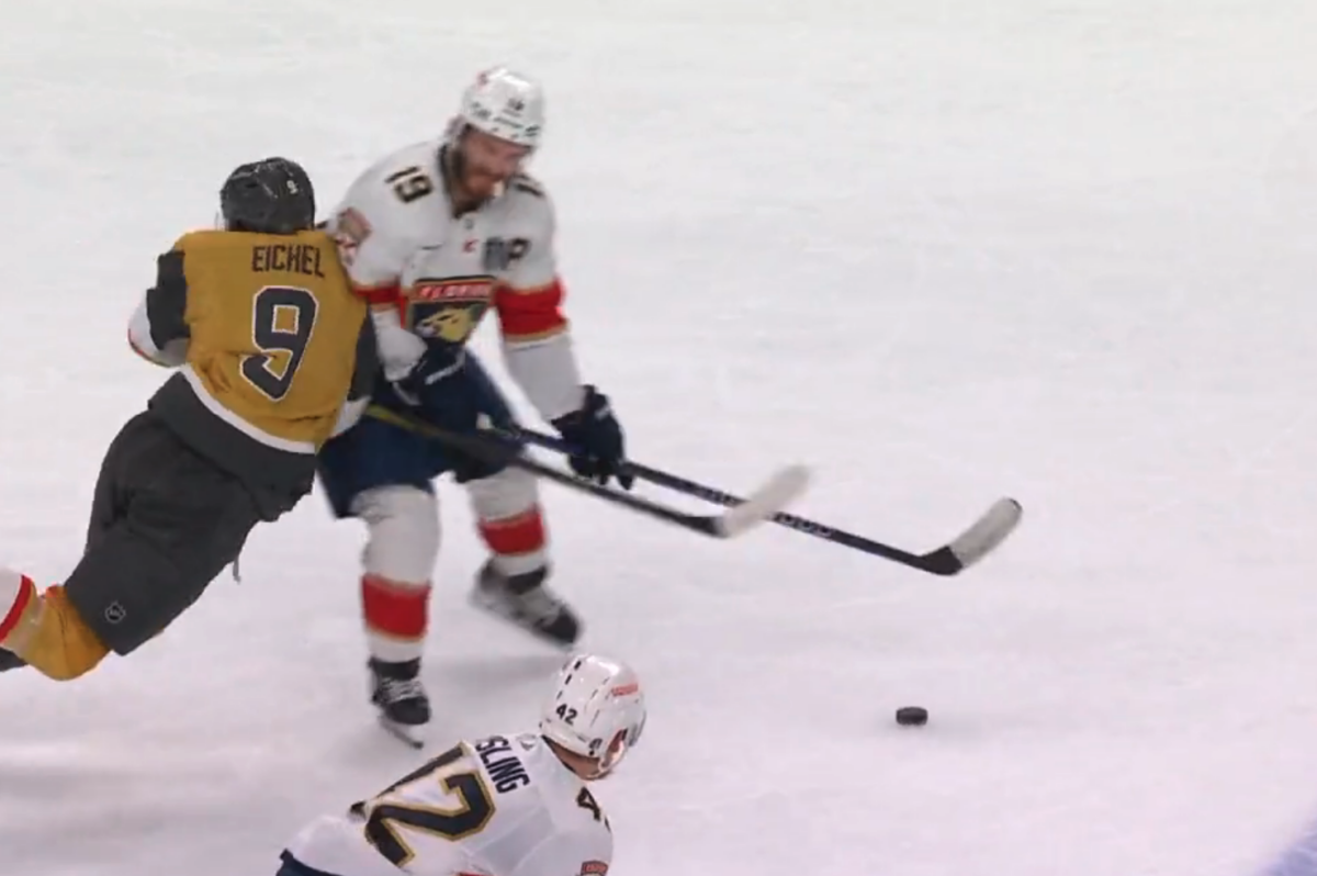 Jack Eichel awkwardly collided with Matthew Tkachuk and the resulting hit was so brutal