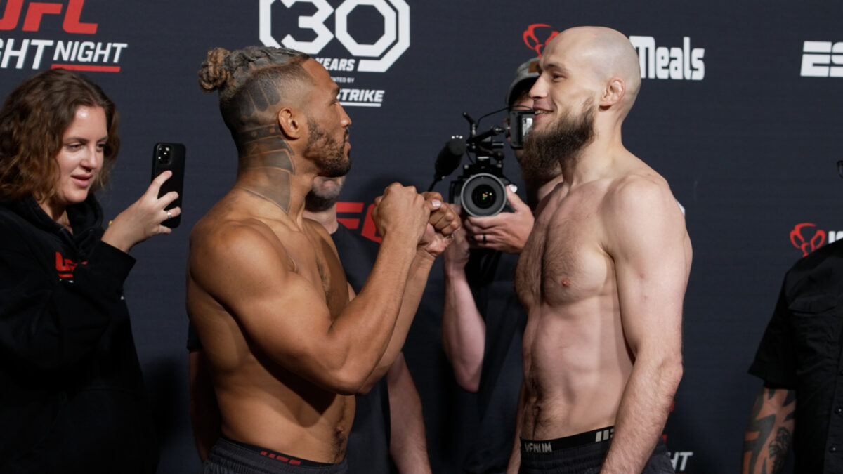 UFC on ESPN 47 full card faceoff highlights, photo gallery: Kevin Lee breaks opponent’s gift