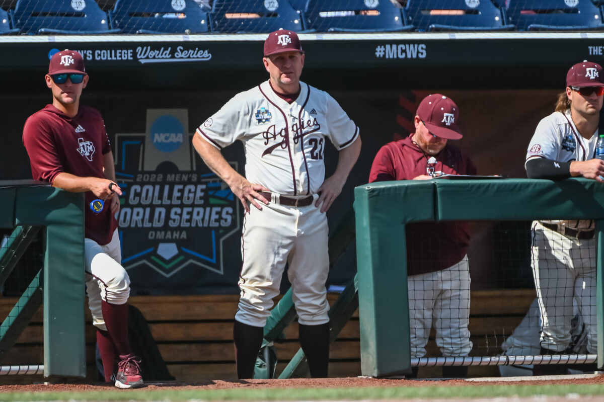 Jim Schlossnagle, Austin Bost, and Nathan Dettmer speak after Texas A&M’s season-ending loss to Stanford (NCAA Regional)