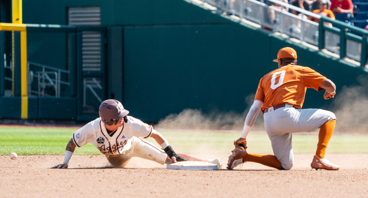 The Texas Longhorns’ last appearance in the CWS remains a 10-2 loss to Texas A&M