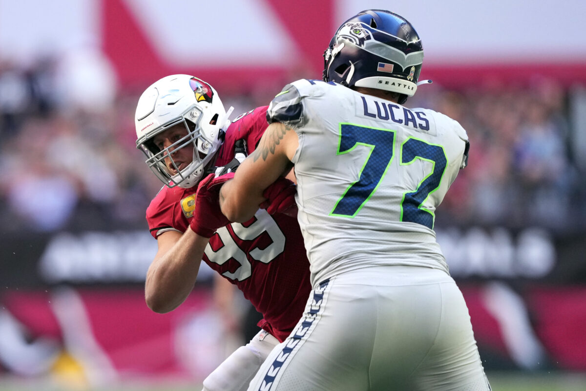 Seahawks RT Abe Lucas’ strength coming back after offseason shoulder surgery