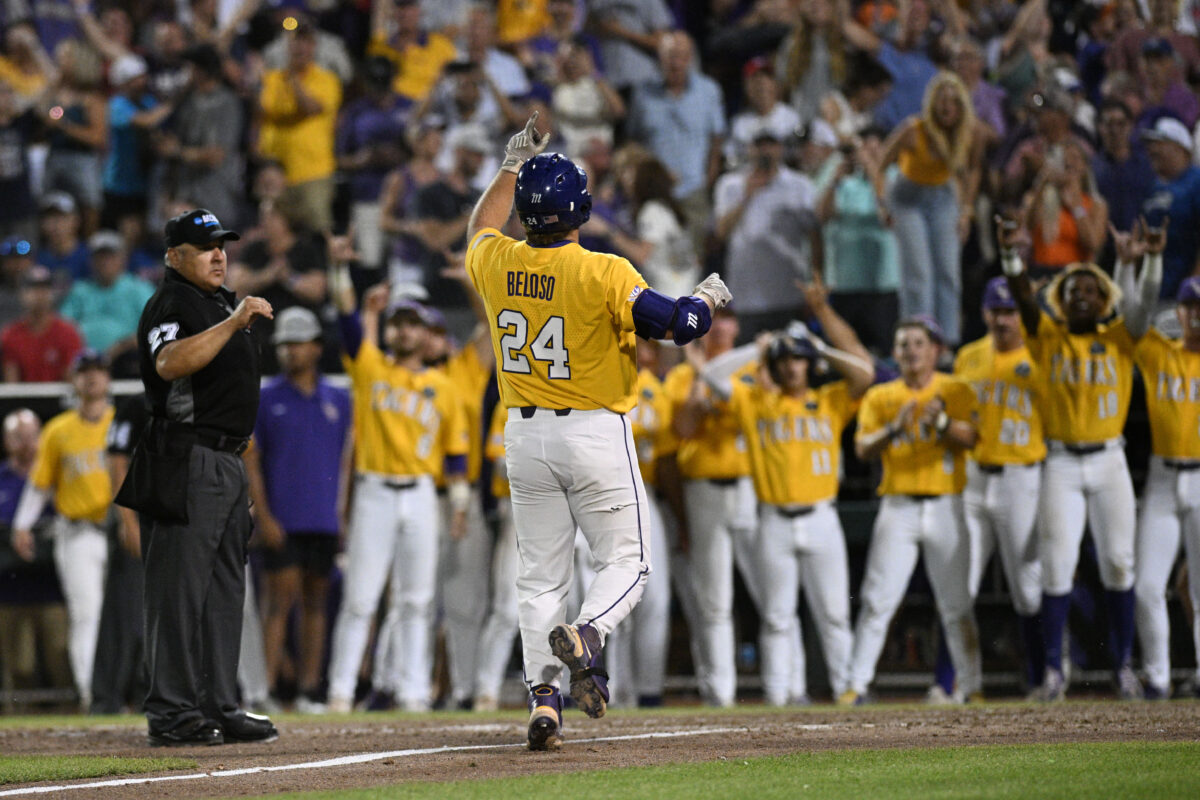 PHOTOS: LSU outlasts Florida in extra innings to take Game 1 of College World Series final