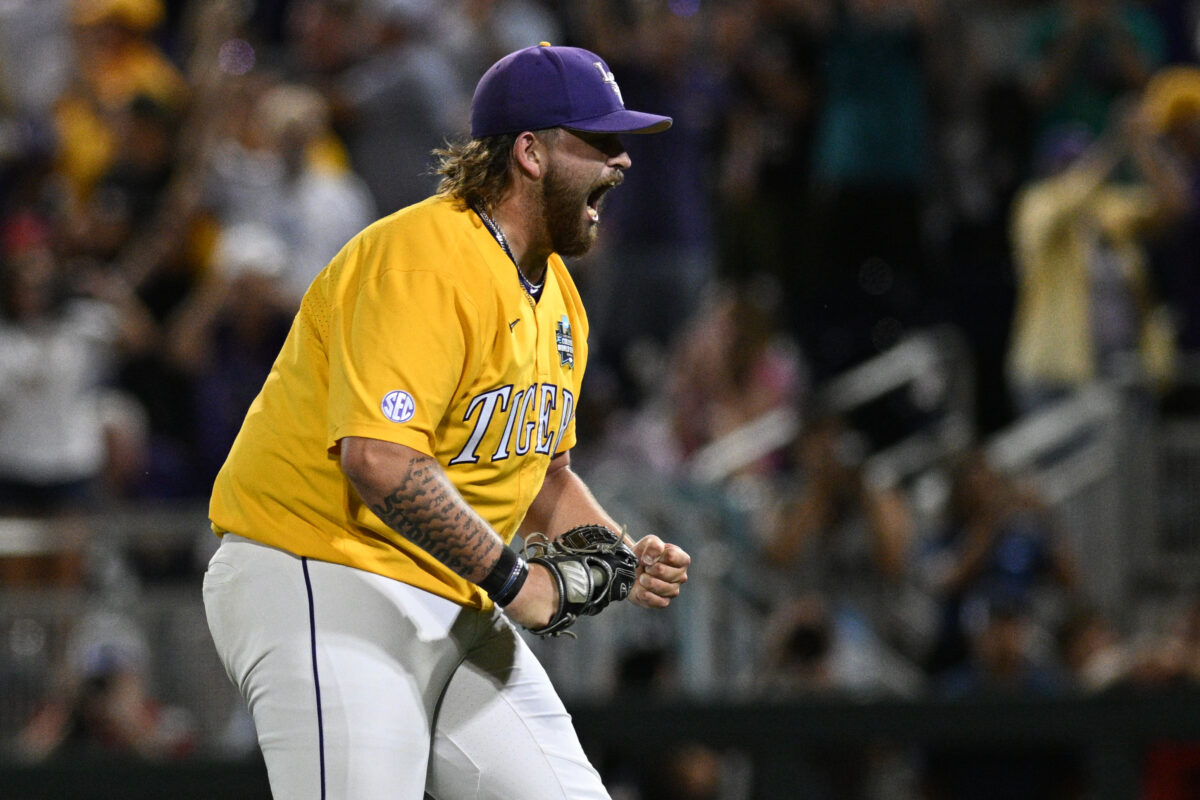 Reactions from LSU’s Game 1 extra-innings win over Florida in College World Series final