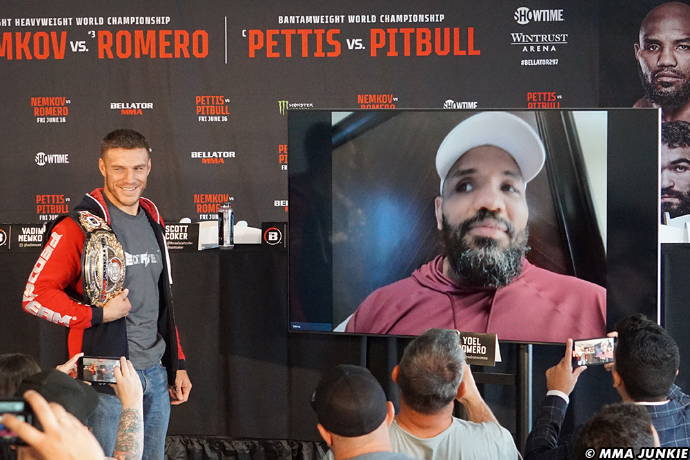 Bellator 297 video: Why Yoel Romero ‘faced off’ with Vadim Nemkov virtually from his hotel bed