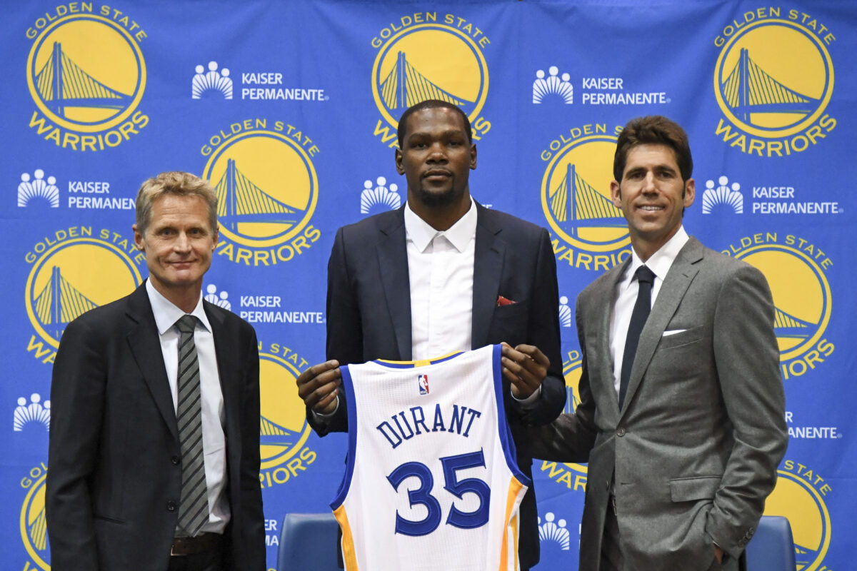 Kevin Durant reacts to Bob Myers stepping down from Warriors