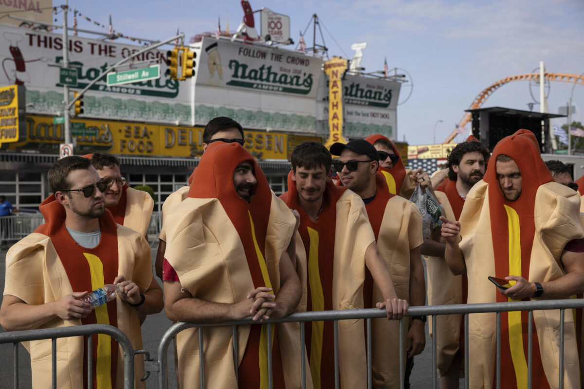 The men’s 2023 Nathan’s Hot Dog Eating Contest went into a weather delay, and everyone was furious