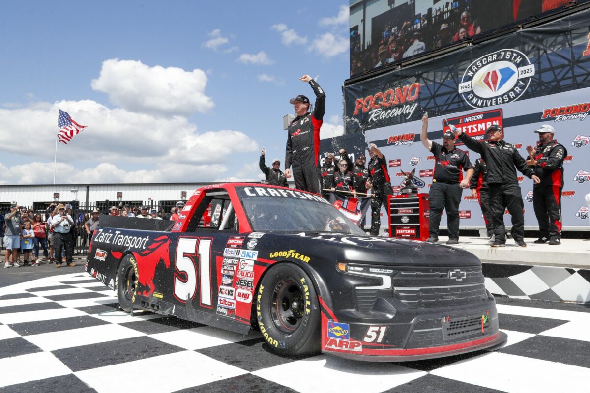 Busch takes 100th Trucks win for KBM at Pocono with last-lap pass