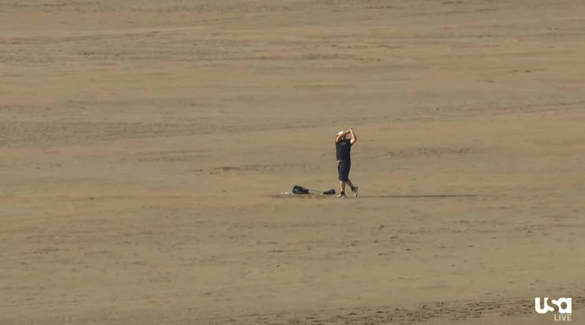 2023 British Open: A fan hitting golf balls on the Royal Liverpool beach became the unlikely star of Thursday’s broadcast